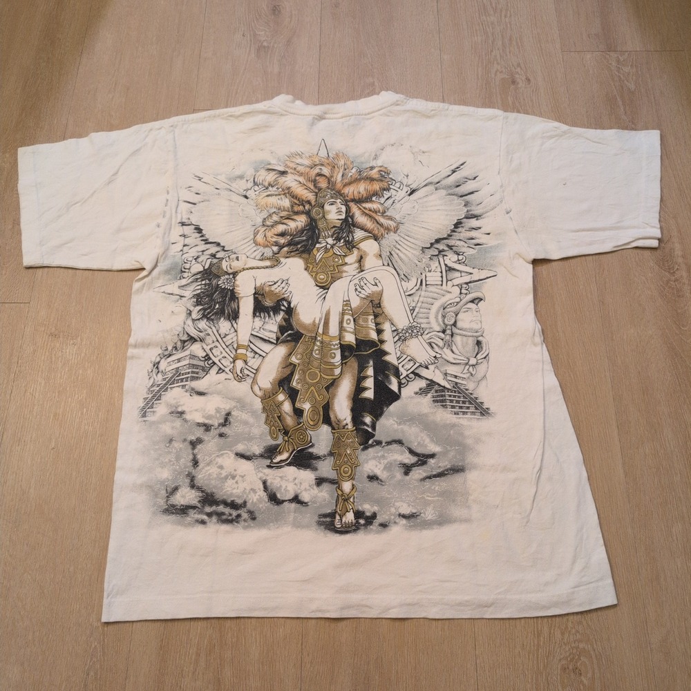 VTG Aztec Blood Adult Large Shirt Fantasy Wings Art Native Skater Nature 90s